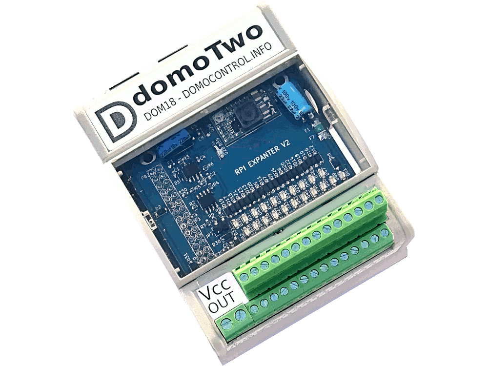 Contenitore ABS per Raspberry PI2 / 3 adatto per scheda DOM19. Predisposta per fissaggio su barra DIN 4 Moduli. Fresatura x morsettiera