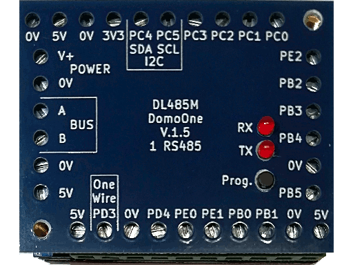 [MODBUS-M] Scheda di espansione IO con RS485 e protocollo MODBUS. 12 IO, I2C, OneWire - Completo di contenitore